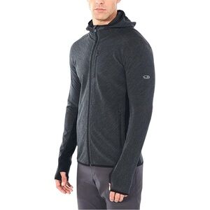 Icebreaker Descender RealFleece Hoodie Jacket Men’s Medium Jet Heather Black
